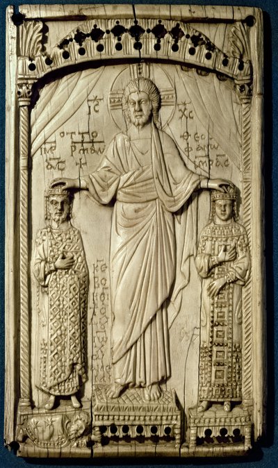 Die Krönung von Otto II. (955-983) und Theophano (958-991) von einer Plakettenbindung, ca. 982-983 von Byzantine